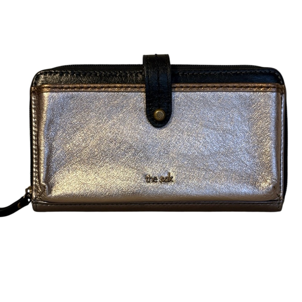 The Sak Wallet Clutch Metallic Leather Gold Bronze and Black